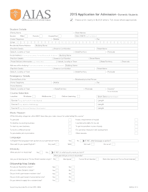 Application for Admission – Domestic Students