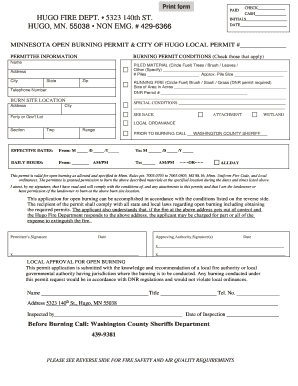 Minnesota Open Burning Permit