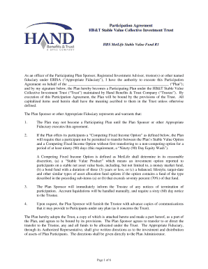 HB&T Stable Value Collective Investment Trust Participation Agreement