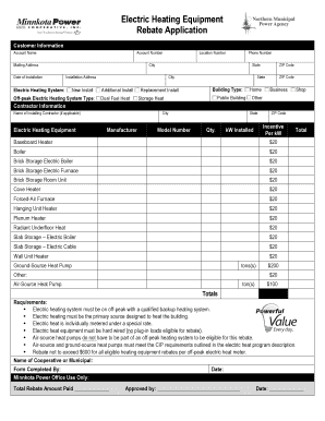 Electric Heating Equipment Rebate Application