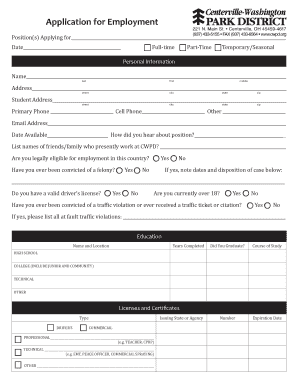 Application for Employment