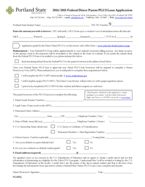 Federal Direct Parent PLUS Loan Application