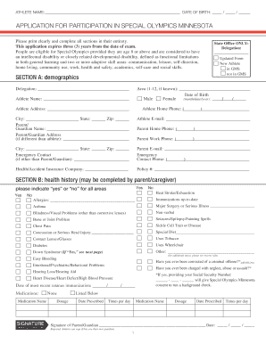 Special Olympics Minnesota Application