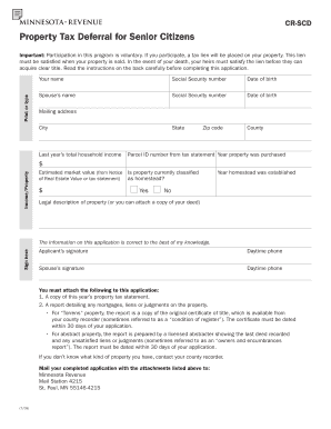 Minnesota Senior Citizen Property Tax Deferral Application