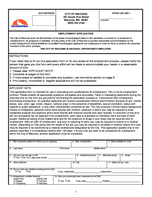 Tennessen Warning and Employment Application