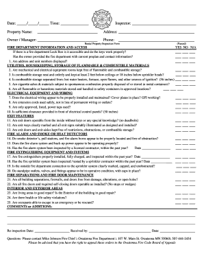 Rental Property Fire Safety Inspection Form