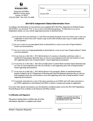 2014-2015 Independent Status Determination Form