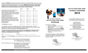 Activities For Less Subsidy Program Application