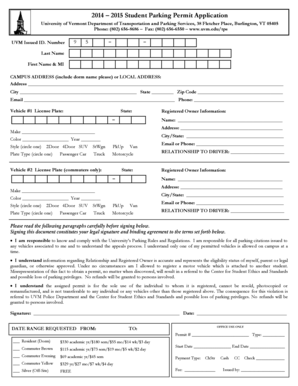 Student Parking Permit Application