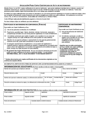 APLICACIÓN PARA COPIA CERTIFICADA DE ACTA DE MATRIMONIO