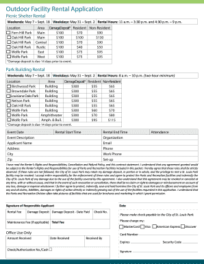Picnic Shelter Rental Form