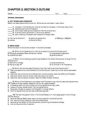 Informal Amendment Worksheet
