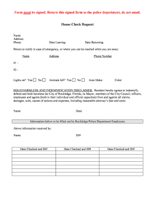 House Check Request Form
