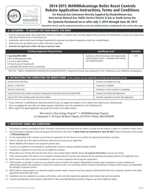 2014-2015 WARMAdvantage Boiler Reset Controls Rebate Application