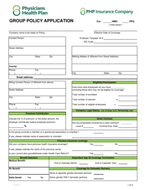 Group Health Insurance Application