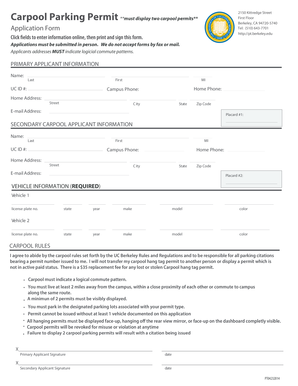 UC Berkeley Carpool Parking Permit Application