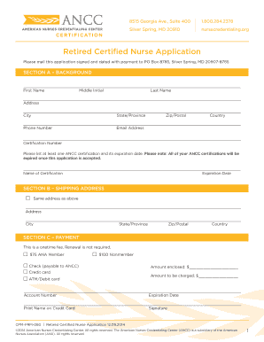 Retired Certified Nurse Application