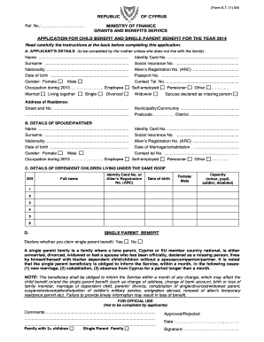 Cyprus Child Benefit Application Form