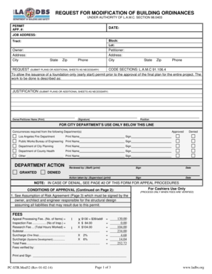 Request for Modification of Building Ordinances