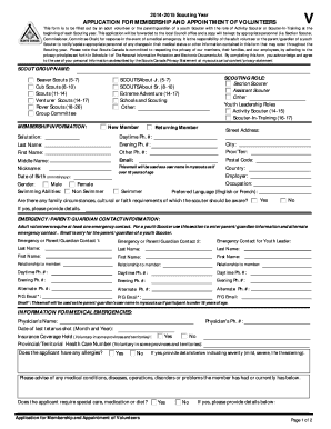 Scouts Canada Volunteer Application Form