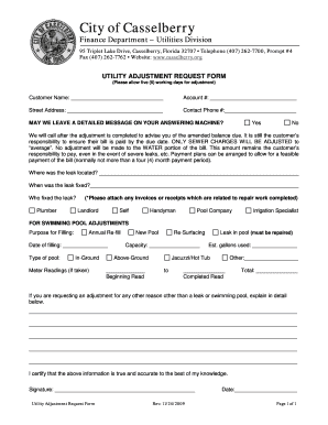 Utility Adjustment Request Form