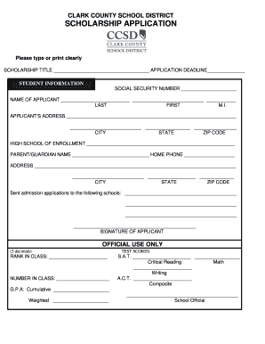 Clark County School District Scholarship Application