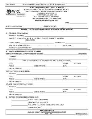 Soil Erosion Permit Application Form
