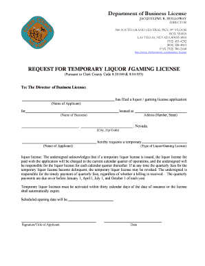 Clark County Privileged Business License Application