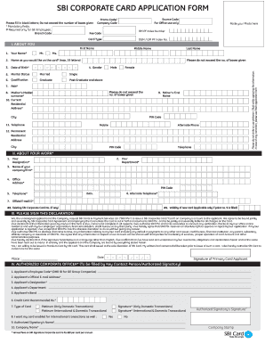 SBI Corporate Card Application Form
