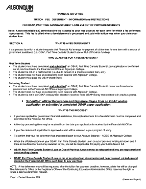 Tuition Fee Deferment Application