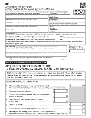 Oklahoma Income Tax Return Extension Form