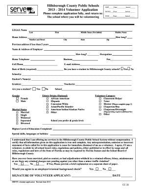 Hillsborough County Public Schools Volunteer Application