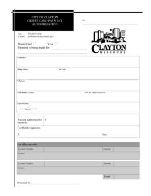 City of Clayton Credit Card Payment Form