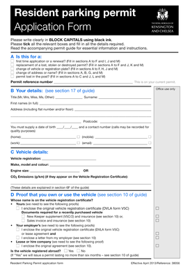 Resident Parking Permit Application Form