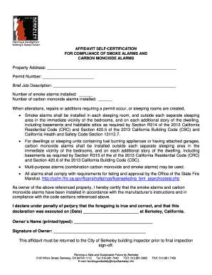 California Smoke Alarm and Carbon Monoxide Affidavit