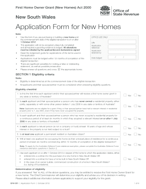 First Home Owner Grant Application Form