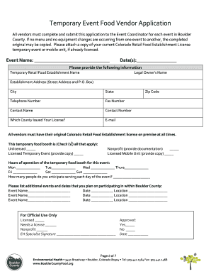 Colorado Temporary Food Vendor Application