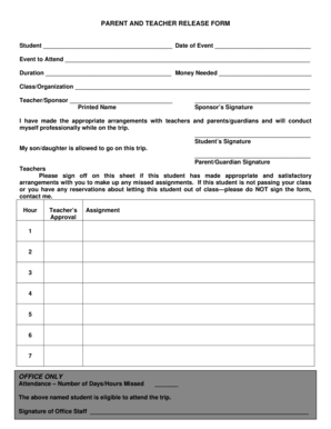 Parent and Teacher Release Form