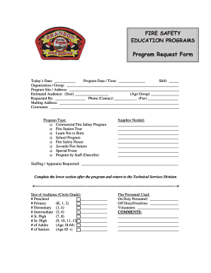 Fire Safety Education Program Request Form