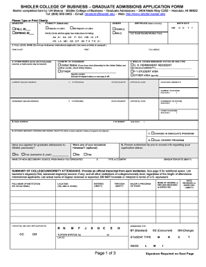 Shidler College of Business Graduate Admissions Application Form