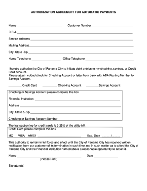 Authorization Agreement for Automatic Payments