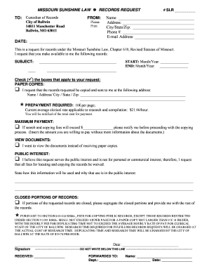 Missouri Sunshine Law Records Request