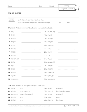 Math Place Value Worksheet