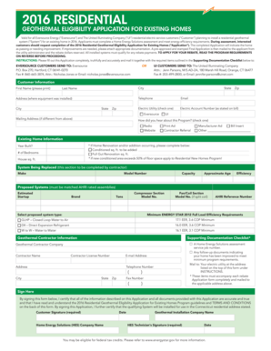 2016 Residential Geothermal Eligibility Application