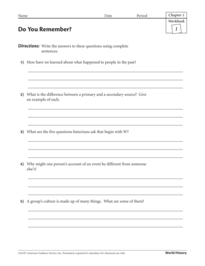 Chapter 1 History Workbook