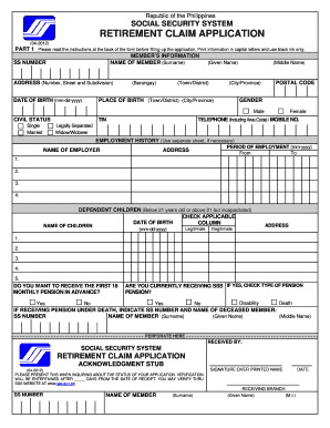 Philippines Retirement Claim Application