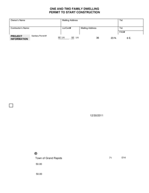 Wisconsin One and Two Family Dwelling Construction Permit