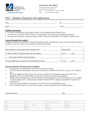 2012 Summer Financial Aid Application