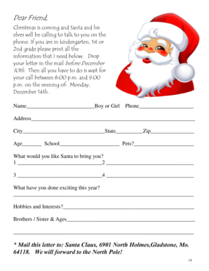 Santa Call Request Form