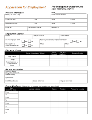 Pre-Employment Questionnaire